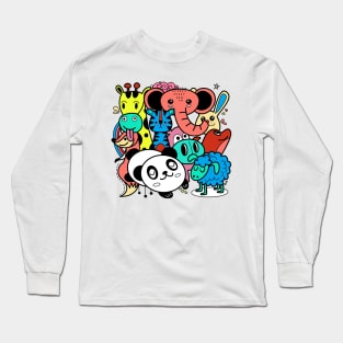 cute cartoon sketch animals Long Sleeve T-Shirt